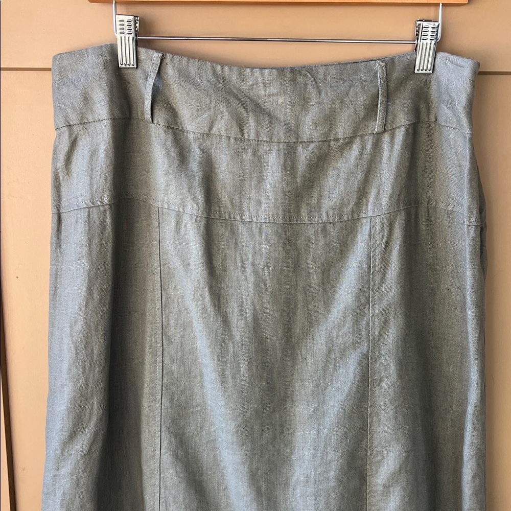 For Cynthia PL New w Tag 100% Linen Mid Skirt A Line Olive Green - Picture 5 of 10